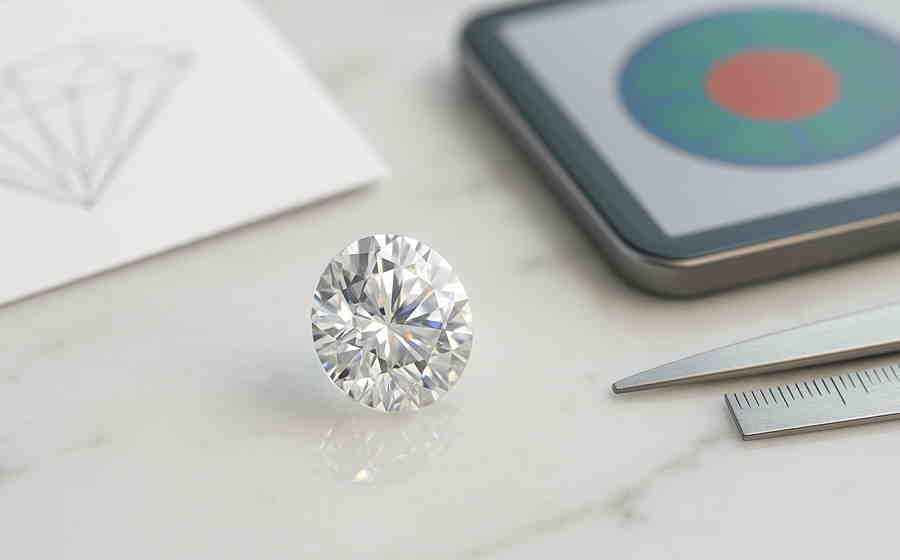 鑑定書のプロポーション図と光学マップ